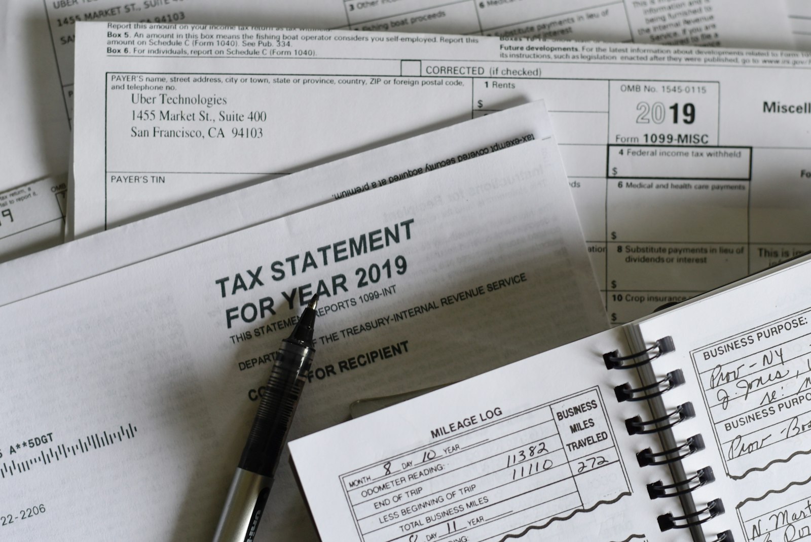 IRS tax statements and paperwork on a desk